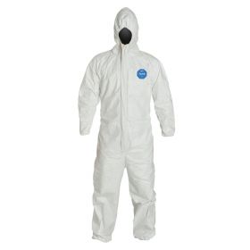 Tyvek 400 Zip Front Coverall with Respirator Fit Hood and Elastic Ankles, Style TY127S, White, Size 4XL