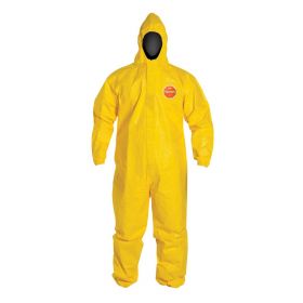 Tychem 2000 Zipper Front Coverall with Hood, Elastic Wrist and Ankle, Storm Flap, Yellow, Size 3XL, Bulk Packed ,REG27SYL3X00