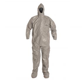 Tychem 6000 Coverall with Hood and Socks, Gray, Size L, Bulk Packed