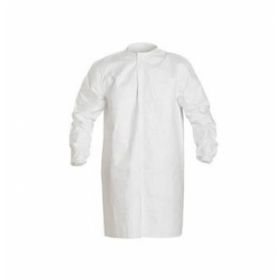 Tyvek IsoClean Frock with Bound Neck and Snap Front, Style IC270B, White, Size 2XL, Bulk Packed