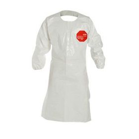 Tychem 4000 Long Sleeve Apron, White, Size 3XL, Hook and Loop Closure