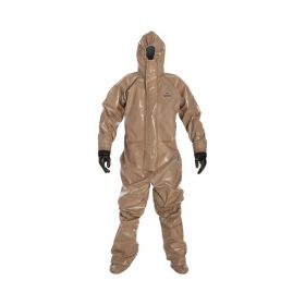 Tychem 5000 Coverall with Hood and Socks with Boot Flaps, Tan, Size 2XL, Bulk Packed ,REG85TTN2X00