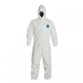 Tychem 4000 Bound Seam Coverall with Elastic Wrists / Ankles, Style SL125B, White, Size L