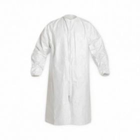 Tyvek IsoClean Frock with Bound Neck and Zip Front, Style IC264S, White, Size L, Clean and Sterile