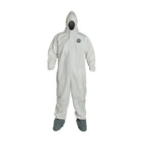 ProShield 60 Coverall with Hood and Socks / Boots, White, Size S, Bulk Packed