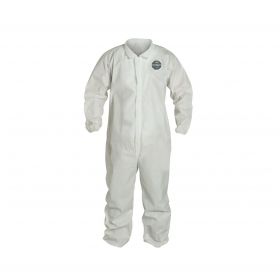 ProShield 60 Zipper Front Coverall with Elastic Wrist and Ankle, Storm Flap, White, Size S, Bulk Packed