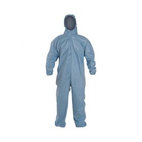 ProShield 6 SFR Zipper Front Coverall with Hood, Elastic Wrist and Ankle, Storm Flap, Blue, Size 4XL, Bulk Packed