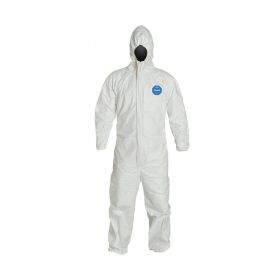 Tyvek 400 Zip Front Coverall with Respirator Fit Hood and Elastic Ankles, Style TY127S, White, Size M ,REGTY27SWHMD