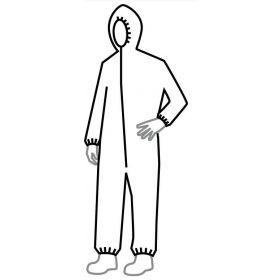 Tyvek 400 Zip Front Coverall with Respirator Fit Hood and Elastic Ankles, Style TY127S, White, Size 2XL
