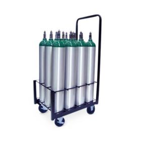D / E Oxygen Cylinder Cart, 12 Capacity, 4" Casters