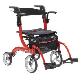 Nitro Duet Rollator, Red Transport Wheelchair, Red