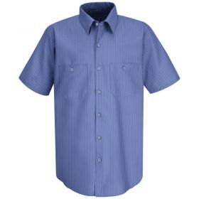 Men's Short-Sleeve Striped Work Shirt, Size 3XL