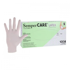 Gloves Exam Sempercare Powder-Free Latex 9.5 in Small Cream 100/Bx, 10 BX/CA, SCLT102BX