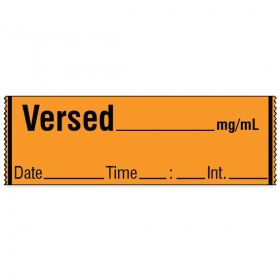 Orange Versed Tape Label for Syringe Identification, 500 each per roll