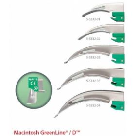 MAC GreenLine Disposable Blade, Laryngoscope, Macintosh, Size 1, Fiber Optic