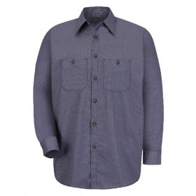 Long Sleeve Check Patterned Industrial Work Shirt, 65% Polyester/35% Cotton, L / S, Size 3X Long