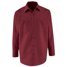 Long-Sleeve Industrial Work Shirt, Men's, Burgundy, Size S