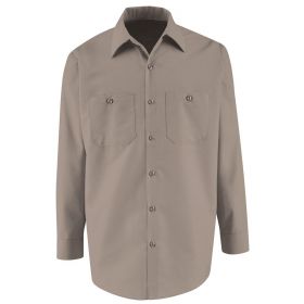 Men's 65% Poly/35% Cotton Long-Sleeve Industrial Work Shirt, Gray, Size 2XL