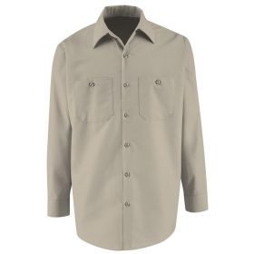 Long-Sleeve Industrial Work Shirt, Men's, Light Gray, Size L