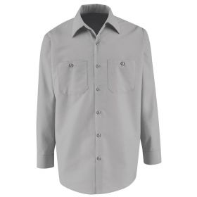 Long-Sleeve Industrial Work Shirt, Men's, Silver Gray, Size 2XL