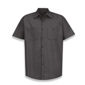 Short-Sleeve Industrial Solid Work Shirt, Men's, Charcoal, Size S Long