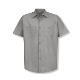 Short-Sleeve Industrial Solid Work Shirt, Men's, Light Gray, Size M
