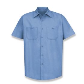 Short-Sleeve Industrial Solid Work Shirt, Men's, Light Blue, Size 2XL