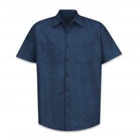 Short-Sleeve Industrial Solid Work Shirt, Men's, Navy, Size 2XL