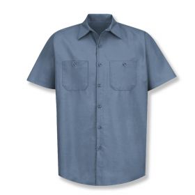 Short-Sleeve Industrial Solid Work Shirt, Men's, Postman Blue, Size L