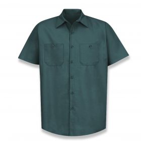 Short-Sleeve Industrial Solid Work Shirt, Men's, Spruce Green, Size XS