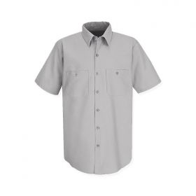 Short-Sleeve Industrial Solid Work Shirt, Men's, Silver Gray, Size 3XL