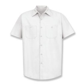 Short-Sleeve Industrial Solid Work Shirt, Men's, White, Size 2XL