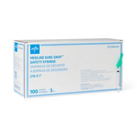 Safety Syringe with Needle, 21G x 1", 3 mL, SSN103215Z