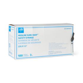 Safety Syringe with Needle, 22G x 1.5", 3 Ml