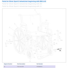 Front Axle Bolt only for Silver Sport II Wheelchair