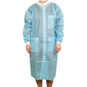 Lab Coat, Polypropylene, Disposable, Blue, Size M