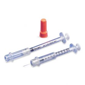 Monoject Insulin Safety Syringe with Permanent Needle, 1 mL, 29G x 0.5"