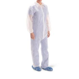 Coveralls with Elastic Cuffs and Open Ankles, White, Size XL