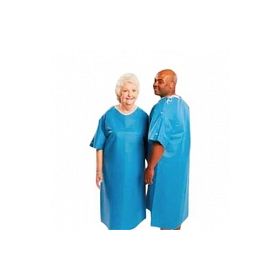 Disposable Wraparound Spunbond Polypropylene Isolation Gown, True Blue, Adult Small