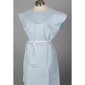 Disposable Tissue / Poly / Tissue Patient Gown with Front / Back Opening, Blue, 30" x 42"