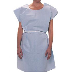 Exam Gown, Deluxe, Tissue / Poly / Tissue, Blue, 30" x 42"