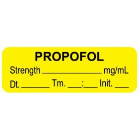 Anesthesia Label, Propofol mg/mL Date Time Initial, 1-1/2" x 1/2"