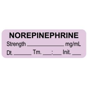 Anesthesia Label, Norepinephrine Date Time Initial, 1-1/2" x 1/2"