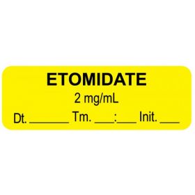 Anesthesia Label, Etomidate 2mg/mL Date Time Initial, 1-1/2" x 1/2"