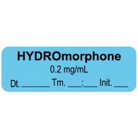 Anesthesia Label, Hydromorphone 0.2mg/mL Date Time Initial, 1-1/2" x 1/2"