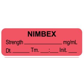 Anesthesia Label, Nimbex mg/mL DTI 1-1/2" x 1/2"