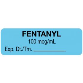 Anesthesia label, fentanyl 100 mcg/ml, 1-1/2" x 1/2"