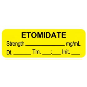 Anesthesia Label, Etomidate mg/mL DTI 1-1/2" x 1/2"