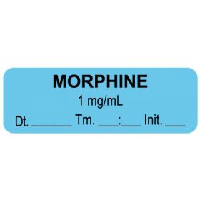 Anesthesia label, morphine 1mg/ml date time initial, 1-1/2" x 1/2"