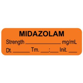 Anesthesia label, midazolam mg/ml date time initial, 1-1/2" x 1/2"